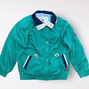 Innovations Vintage Womens Windbreaker Green Snap Up Jacket Size S‎